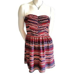 Sugarlips Chevron Ikat Strapless Skater Dress